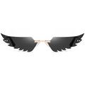 Aktudy Rimless Cat Eye Sunglasses Women Vintage Wings Colorful Eyewear (Black)