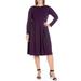 24seven Comfort Apparel Plus Size Long Sleeve Fit and Flare Midi Dress