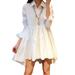 ZANZEA Women High Low Hem Casual Long Sleeve Pleated Mini Dress