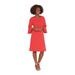 Dennis Basso Luxe Crepe Scoop Neckline Dress with Trimmed Flounce Sleeves, Plus 22, Coral