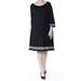 Anne Klein Women's Size Plus Three-Quarter Sleeve FIT and Flare Sweater Dress, Black/White, 3X