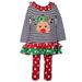 Toddler Girls Reindeer Holiday Outfit Ruffle Striped Shirt Polka Dot Leggings 2T