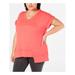 CALVIN KLEIN Womens Pink Short Sleeve V Neck Hi-Lo Top Plus Size: 3X