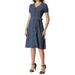 Allegra K Women's Polka Dots V Neck Puff Sleeve Belted Button Down Midi Dress