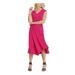 DKNY Womens Pink Sleeveless V Neck Below The Knee Fit + Flare Dress Size L