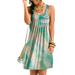 Niuer Women Casual Tie Dye Short Dress Crew Neck Sleeveless Loose T Shirt Mini Dress Party Club Gradient Tank Dress