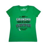 Inktastic My Grandma is a Survivor Cervical Cancer Awareness Adult Women's V-Neck T-Shirt Female