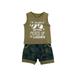 LA HIEBLA 2Pcs Baby Boy Summer Outfits, Letter Print Tank Tops + Camo Shorts