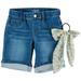 YMI Big Girls Bermuda Denim Shorts & Hair Tie