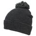 Best Winter Hats Quality Rib Knit Solid Color Cuffed Hat W/Pom Pom - Dark Gray