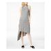 BAR III Womens Gray Asymmetrical Knit Sleeveless Crew Neck Knee Length Dress Size S