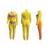Women 2 Pcs Tracksuit Sets Casual Wear Color Block High Neck Long Sleeve Crop Top + Elastic Waist Pant Fitness Clothes