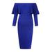 Women Dress 2020 New Style Long Sleeve Slash Neck Sexy Night Club Wear Black Blue Celebrity Party Dresses Word collar