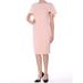 CALVIN KLEIN Womens Pink Bell Sleeve Jewel Neck Below The Knee Body Con Dress Size: 8