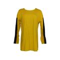 Denim & Co. Women's Top Sz M Drop Shoulder Jersey w/ Faux Leather Yellow A271394