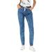 Plus Size Jeans for Women Mid Rise Slim Fit Joggers Denim Pants Casual Jeggings Drawstring Stretch Pants S-5XL Sea Blue 5XL