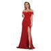 SEXY SIMPLE OFF THE SHOULDER VELVET PROM EVENING GOWN