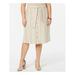 BAR III Womens Beige Belted Striped Midi A-Line Skirt Size 14W