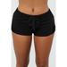 Women's Sexy Mid Rise Sport Shorts Floral Lace Splicing Drawstring Leggings Pants