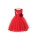 Sequin Bodice Tulle Special Occasion Holiday Flower Girl Dress - Red 1-2