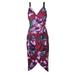 Fame And Partners Womens Burgundy Sleeveless The Helenium Floral Printed Wrap Dress 12