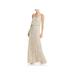 Adrianna Papell Womens Beaded Popover Evening Dress