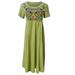 Bescita Women's Summer Vintage Short Sleeve O-Neck Embroidered Casual Dress for Women