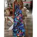 New Women's Tie Dye Print Sexy Loose Dress Sleeveless Long Maxi Dress Elegant Party Club Floral Print V Neck Sundress Colorful Dress Spaghetti Strap Dress