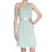 ADRIANNA PAPELL Womens Green Tiered One Shoulder Asymmetrical Neckline Above The Knee Cocktail Dress Size: 2