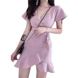 Yinrunx Summer Dresses For Women Dress For Women Dresses Womens Dresses Mini Dress For Women Casual Sexy Summer Autumn Dress Beach Irregular Short Dress Women V Neck Long Sleeve Dress