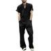 UKAP Mens Hip Hop Jogger Casual Tracksuit Lapel Solid Color Multi Pocket Jumpsuit Straight Wide Leg Pants Lounge Overalls