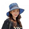 Outdoor Travel Bucket Hat for Women Color Matching Brim Summer Japanese Style Sunshade Sun Hat Big Hat Outdoor Beach Sun Folding, Blue