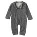 Baby Boys Girls Kids Long Sleeve Grey Jumpsuit Zipper Outfit