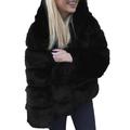 Mnycxen Women Faux Mink Winter Hooded Faux Fur Jacket Warm Thick Outerwear Jacket