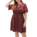 Niuer Summer Casual Beach Sundress For Women Plus Size Crew Neck Short Sleeve Tunic Waist Tops Dress Ladies Lounge Wear Dress