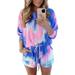 Ma&Baby WomenÂ´s Tie-dyed T-Shirt Cycling Shorts Active Gym Loungewear Set Tracksuit