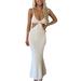 Women Sexy Cross Halter Dresses Knitted Halter Neck Maxi Dress Wrap Long Dress Y2K Club Party Night Streetwear