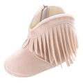 Baby Girls Cowboy Tassel Boots Side Zipper Moccasins Soft Bottom Non-Slip Toddler Shoes