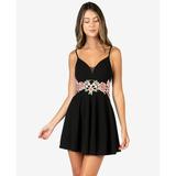 Juniors' B. Smart Spaghetti Strap V-Neck Dress with Floral Applique on Waist