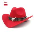 New Ethnic Style Western Cowboy Hat Women's Wool Hat Jazz Hat Western Cowboy Hat Red