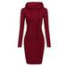 Women Pullover Sweatshirt Dress Turtleneck Long Sleeve Tunic Dress Autumn Winter Dress