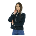 $148 Calvin Klein women's Blue Black Denim Trucker Jacket Size L