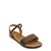 Amaya01JP Woven Ankle Strap Flat Sandal - Women Flexible Contour Molded Outsole