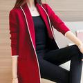Sebbolt Turn Down Collar Open Stitch Cardigan Women Black Grey Red Long Jackets Long Sleeve Autumn Winter Coat Women