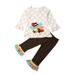 Infant Toddler Kid Baby Girls Thanksgiving Day Clothes Set Turkey Dots T-Shirt Flare Pants Outfits Costume 2pcs