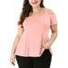 Women's Plus Size Sweetheart Neck Cold Shoulder Peplum Top