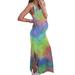 Alloet Sleeveless Crew Neck Pregnant Women Tie-dye Print Split Dresses