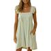 Colisha Women Summer Ruffle Sleeve Short Dress Boho Mini Dress Cotton Linen Tunic Dress Ladies Beach Holiday Sundress