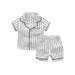 Bmnmsl Toddler Baby Kids Stripe Short Sleeve Sleepwear Button Up Shirt and Shorts