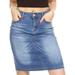 YDX Jeans Juniors Mid-Length High Waisted Denim Skirt for Women Medium Wash Blue Size Large